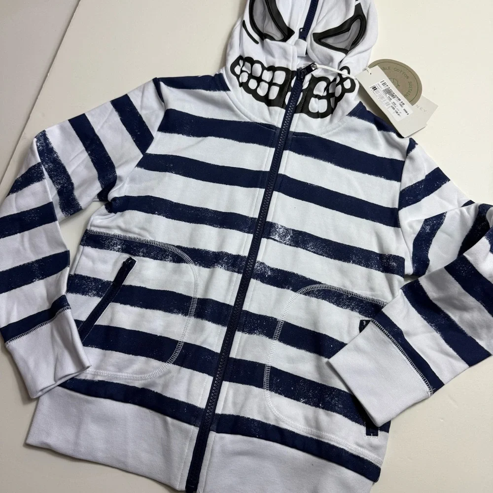 New! Stella McCartney navy striped skull zip hoodie